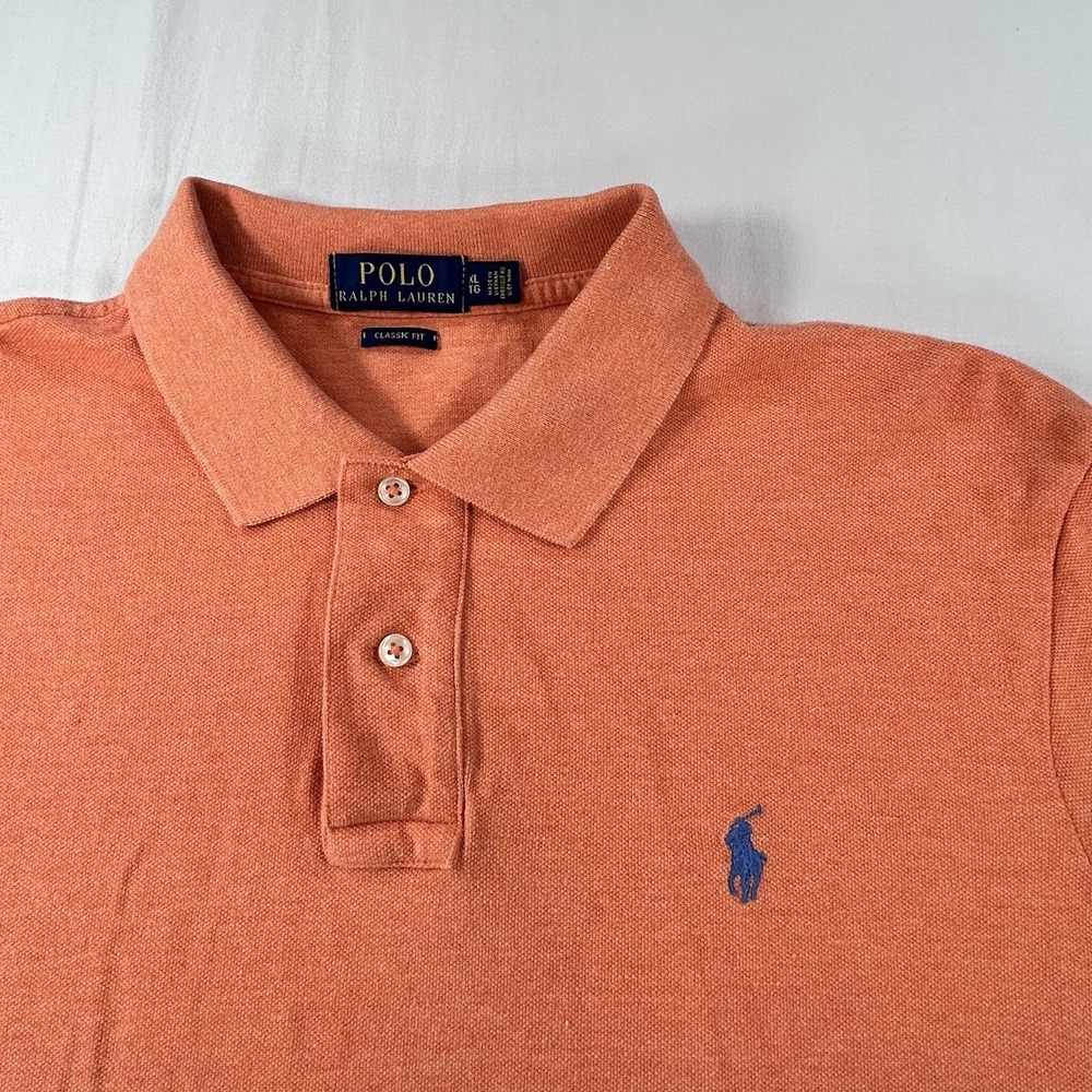 Polo Ralph Lauren Classic Fit Shirt Men's XL Orange Coral Short Sleeve Cotton